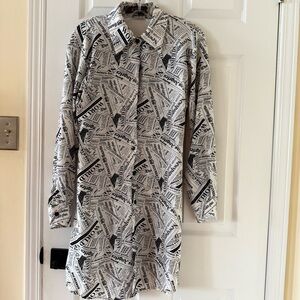 T241- Monochrome Graphic Print Blouse with open back